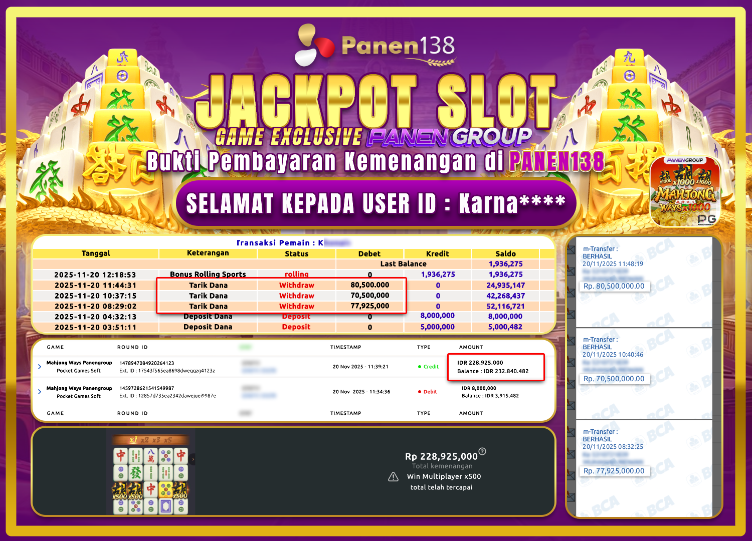 Mahjong Ways 3 - PANEN138