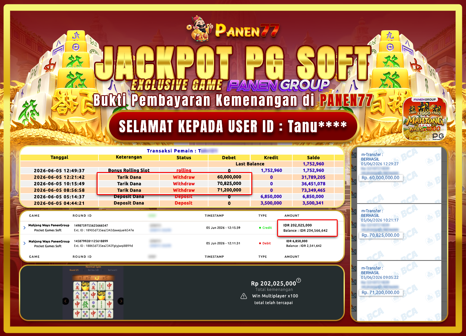 KAYA MENDADAK! MAHJONG WAYS BAYAR 202 JUTA UNTUK TANU**** - PANEN77