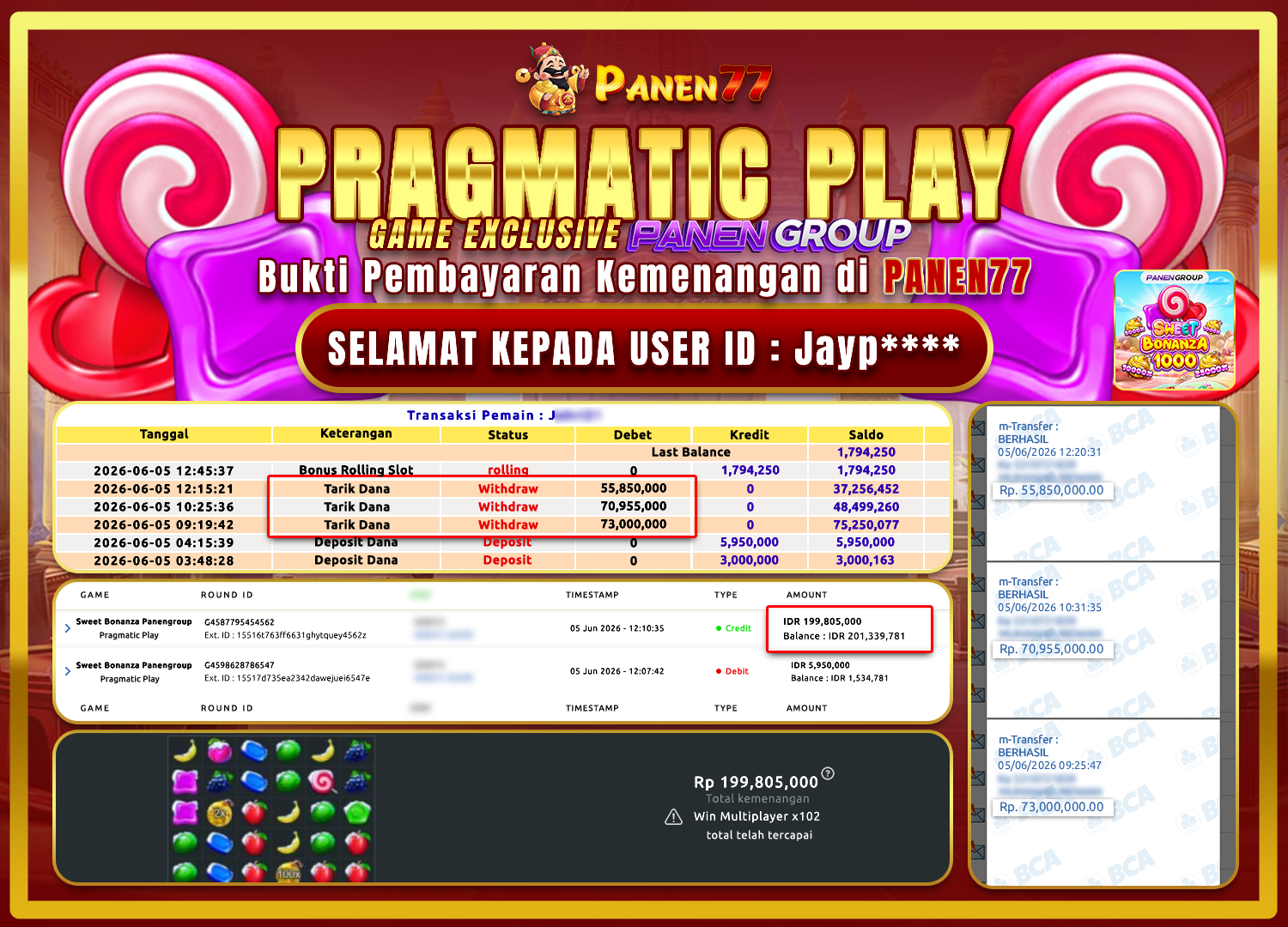 NGERI! SWEET BONANZA PECAH 199 JUTA DI PANEN77! - PANEN77