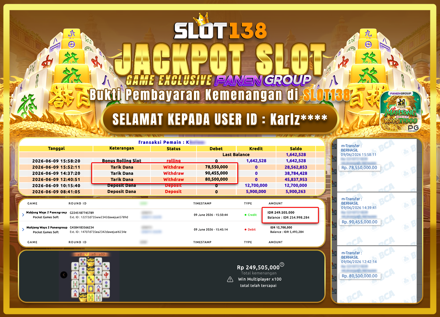 CUAN GEDE! MAHJONG WAYS 2 JEBOL 249 JUTA DI SLOT138! - SLOT138